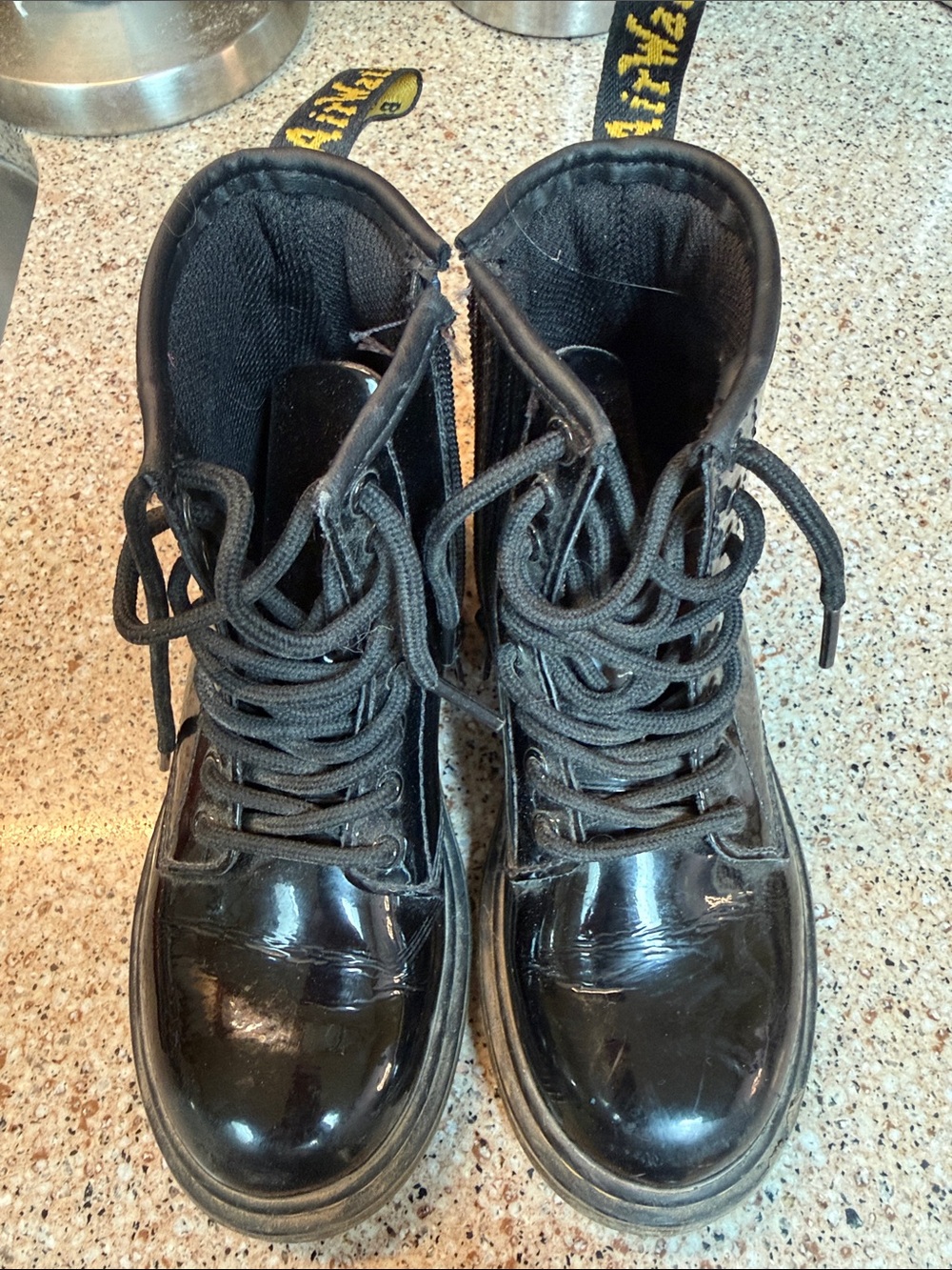 Dr. Martens Kids Black Lace-Up Combat Boots